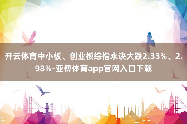 开云体育中小板、创业板综指永诀大跌2.33%、2.98%-亚傅体育app官网入口下载