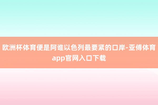 欧洲杯体育便是阿谁以色列最要紧的口岸-亚傅体育app官网入口下载