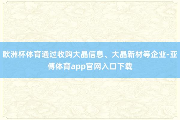 欧洲杯体育通过收购大晶信息、大晶新材等企业-亚傅体育app官网入口下载